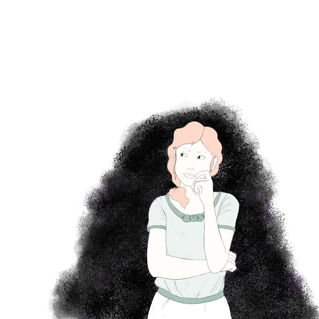 illustration of a girl thinking