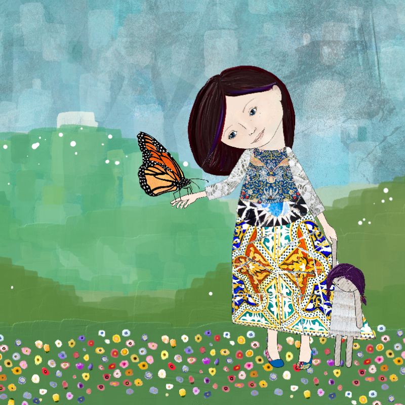 illustration of a girl with a butterfly